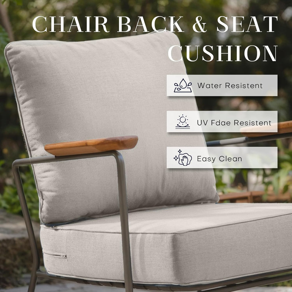 Rilyson Patio Cushions for Outdoor Furniture - 24×24 Inches High Back and Deep Seating Outdoor Cushion for Patio Chairs Sofa Couch Loveseat Water Resistant(Beige/2 Set/No Button)