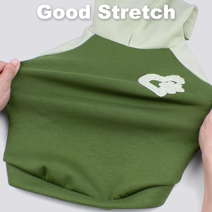 KYEESE Dog Hoodie Stretchy Warm Pet Clothes Comfort Cat Sweater Dogs Winter Coat for Cold Weather Pet Sweatshirt with Drawstring Soft Dog Clothes for Small Dogs Cat Coat with Leash Hole