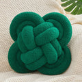 Xiashrk Knot Pillow Ball, 12" Soft Decorative Throw Pillows for Couch Bed, Dark Green Knotted Plush Throw Pillow Handmade Square Cushion Home Couch Decor Pillows for Living Room