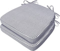 AAAAAcessories D-Shaped Chair Cushions, Featuring Ties and Removable, Machine-Washable Cover, 2'' Thick Seat Pads for Kitchen and Dining Rooms, 17'' x 16'', Set of 2, Pinstripe Dark Gray