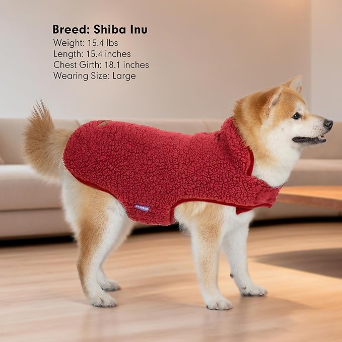 cyeollo Small Dog Coat, Sherpa Dog Winter Coat Reversible Warm Fleece Dogs Jackets Sweater Vest for Small Dogs Male with Leash Hole, Soft Cold Weather Pet Clothes, Buffalo Plaid L