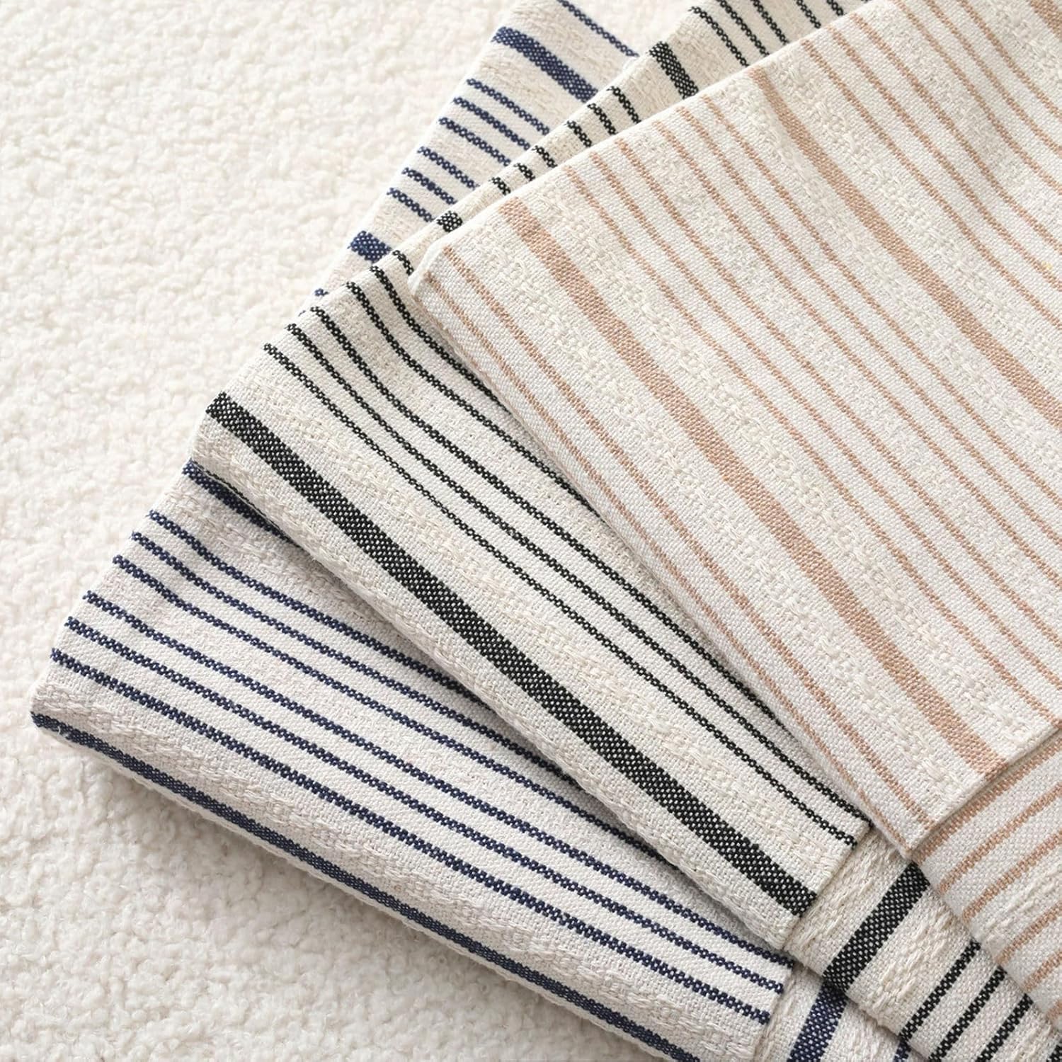 DWR Striped 3D Textured Weave Throw Pillow Covers 20x20 Set of 2, Polyester Cotton Blend in Khaki, Modern Farmhouse Decorative Pillow Cases for Couch Sofa Bed Living Room