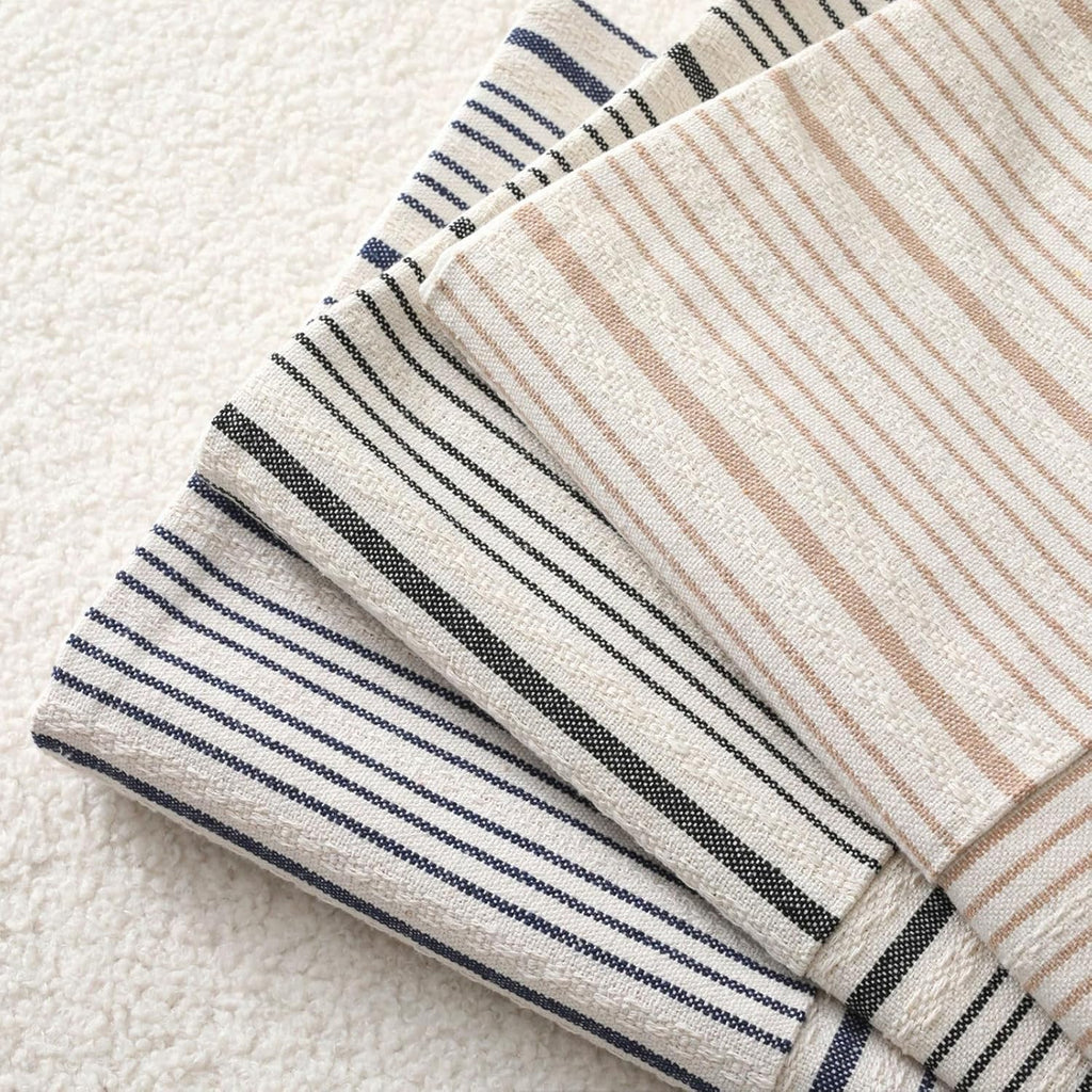 DWR Striped 3D Textured Weave Throw Pillow Covers 18x18 Set of 2, Polyester Cotton Blend in Khaki, Modern Farmhouse Decorative Pillow Cases for Couch Sofa Bed Living Room