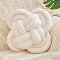 Xiashrk Knot Pillow Ball, 12" Soft Decorative Throw Pillows for Couch Bed, Ivory White Knotted Plush Throw Pillow Handmade Square Cushion Home Couch Decor Pillows for Living Room