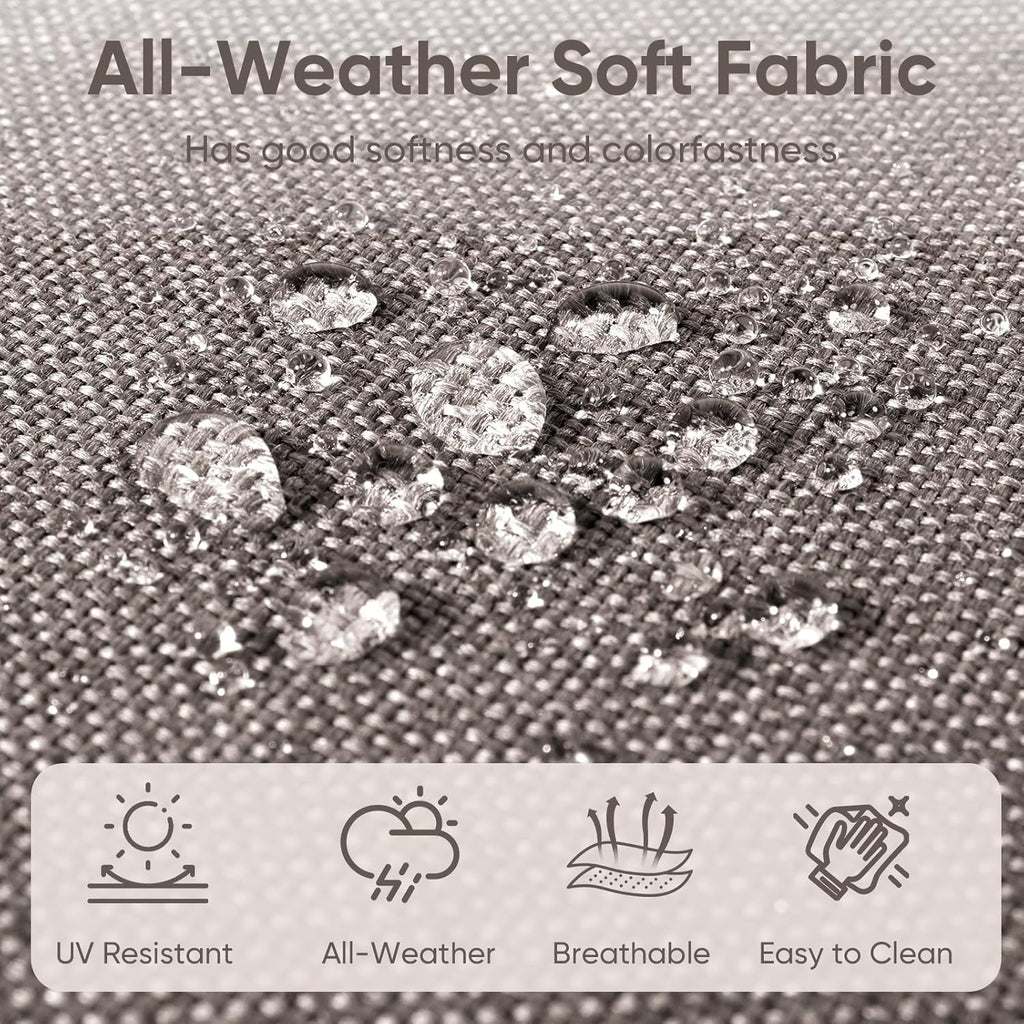 8-Piece Outdoor Patio Cushion Set - Fade & Water Resistant with Removable Olefin Cover, 22x24x4 Inch Memory Foam Cushions for Wicker Sectional Sofa – Grey/Buckle