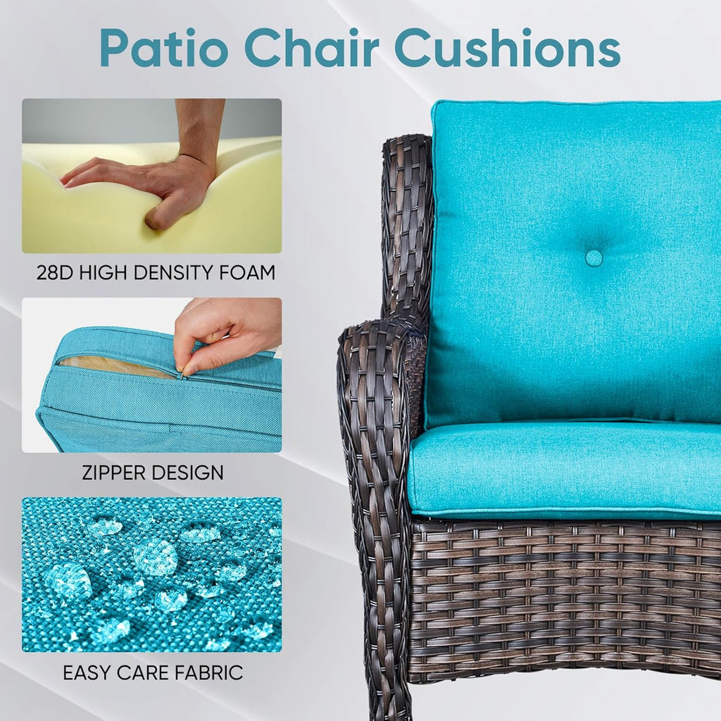 9-Piece Outdoor Patio Cushion Set - Fade & Water Resistant with Removable Olefin Cover, 22x24x4 Inch Memory Foam Cushions for Wicker Sectional Sofa – Teal/Buckle