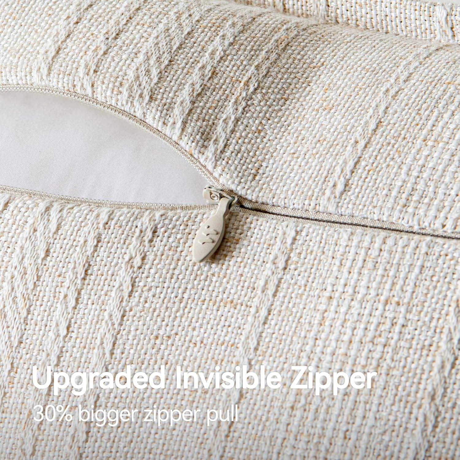 a moment Linen Pillow Covers Set of 2,Boho Farmhouse Throw Pillowcases Neutral Textured Decorative Covers for Couch Sofa Bed, Soft Linen Blend Accent Case Cushion Christmas Home Decor 18"x18"Ivory