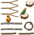 Allazone 10 PCS Natural Parrot Perch Bird Cage Accessories, Bird Platforms, Wood Stands, Grinding Fork Parakeet Platform for Small Lovebirds Budgies Cockatiels