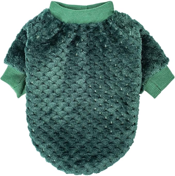 Dog Sweater, 2 Pack Dog Sweaters for Small Medium Dogs or Cat, Warm Soft Flannel Pet Clothes for Dogs Girl or Boy, Dog Shirt Coat Jacket (Medium, Dark Red+Dark Green)