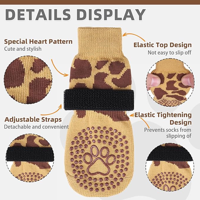 KOOLTAIL Dog Socks for Hot/Cold Pavement to Prevent Licking Paws,Dog Boots&Paw Protector for Hardwood Floors Anti Slip,Traction Control No Twist Grip Booties for Small Medium Large Senior Dogs M