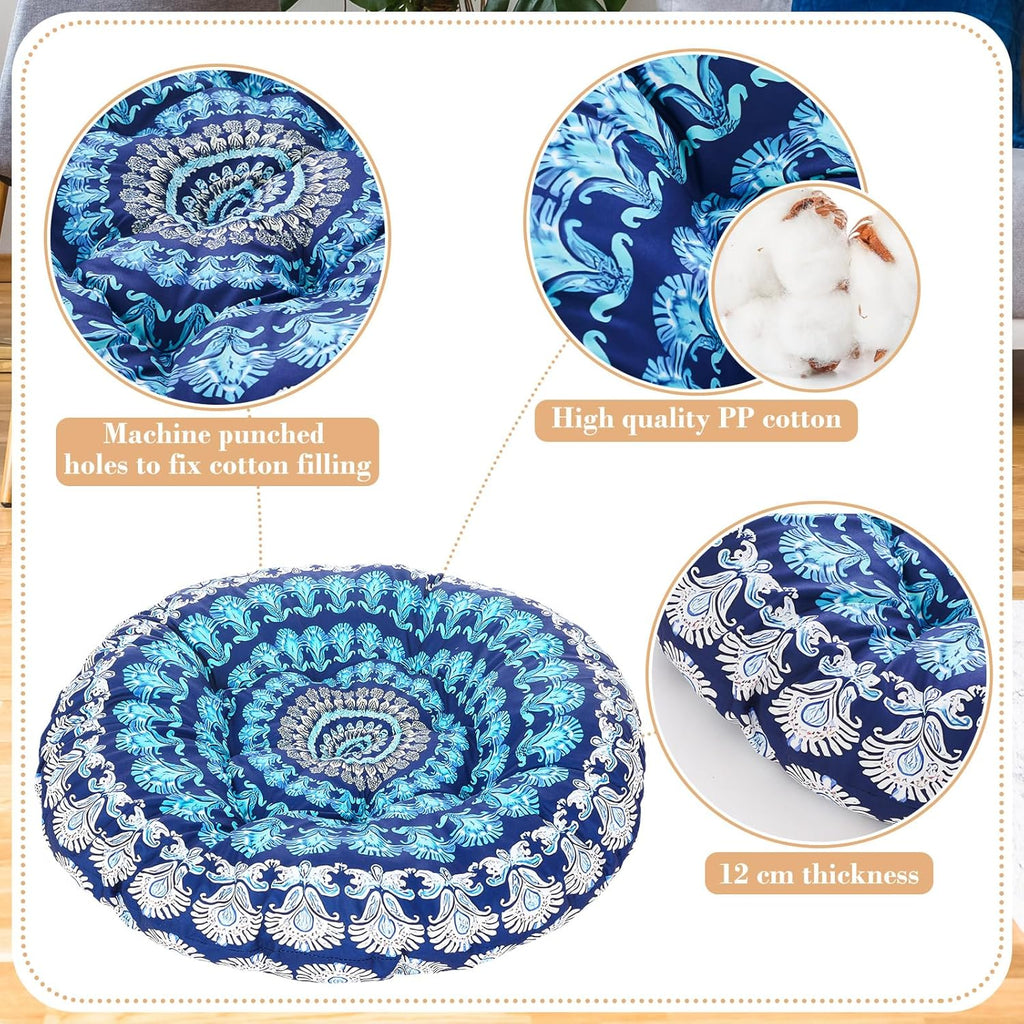 35" Large Mandala Floor Cushion Round Meditation Floor Pillow Cushion for Adults Oversized Playroom Pillows Reading Nook Big Pillow for Sitting Yoga Living Room Sofa Balcony