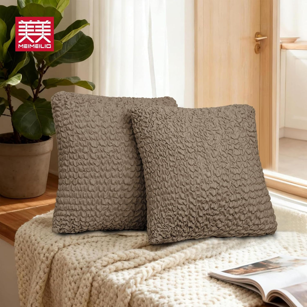 Throw Pillow Covers 18x18 Inch Solid Stretch Fabric Flexible Size Decorative Pillow Covers 20x20 Inch with Hidden Zipper Farmhouse Square Cushion Case for Couch Sofa Bed (Pack of 1, Tan)