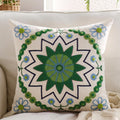 Embroidered Throw Pillow Cover 22x22 Classic Boho Floral Pattern Pillows Cover Outdoor Decorative Pillowcase,Durable Cozy Textured Cushion Case for Sofa Couch Bed Living Room,Green