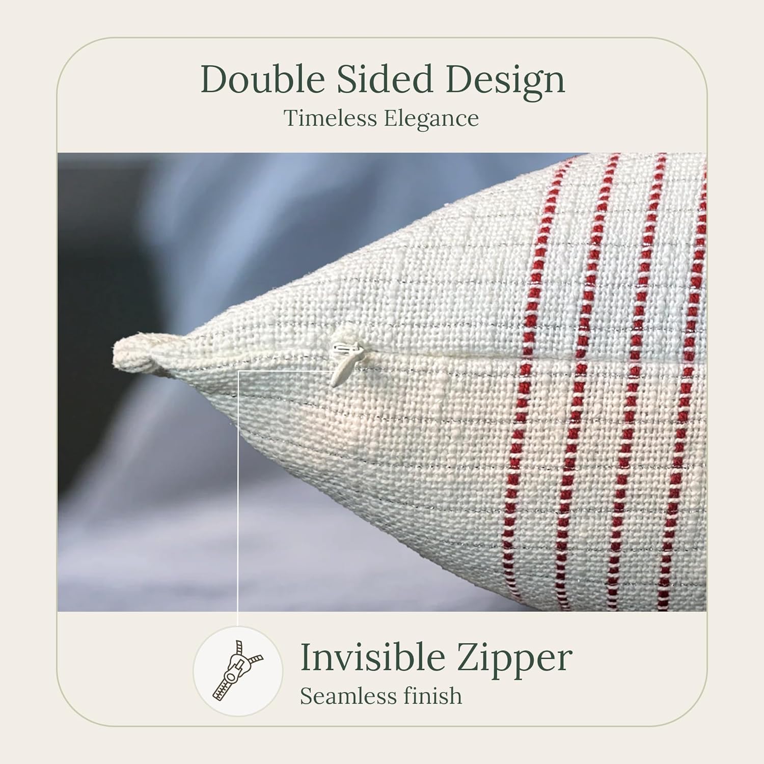 SanVia Fireside Premium Cotton Throw Pillow Covers, 20 x 20 Inches, Luxury Holiday Themed Handwoven Couch Pillow Covers, Hidden Zipper, Elegant Home Décor, Insert Not Included