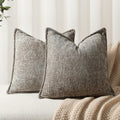 Pack of 2 Grey Decorative Throw Pillow Covers 22x22 Cozy Soft Chenille Accent Vintage Square Couch Pillow Covers for Home Decor Bed Sofa Living Room