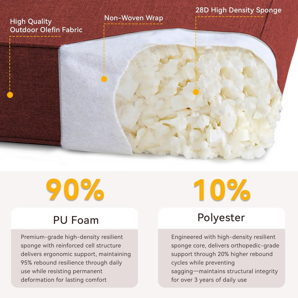 Patio Cushions for Outdoor Furniture - 22" x 25" x 4" UV Resistant Thick Foam Cushions Water Resistant Replacement Cushion for Outdoor Patio Furniture Chair/Sofa/Couch | Red | 5-Pack |