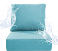 6 inches Thicker Outdoor Chair Cushion Set- 24" *24" *6" Waterproof Patio Furniture Cushions with Removable Cover, 28D High Density Sponge Filling Thicken Outdoor Patio Cushions - Turquoise