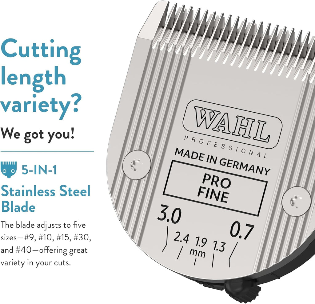 WAHL Professional Animal 5-in-1 Adjustable Blade Arco, Bravura, Chromado, Creativa, Figura, and Motion Pet, Dog, and Horse Clippers - Fine (2179-301)