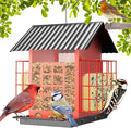 Bird Feeders for Outdoors Hanging, Metal Bird Feeder with Double Suet Cage Cake, Large Capacity, Birdfeeders Sturdy & Weatherproof, Easy to Clean & Refill, Great for Attracting Wild Birds