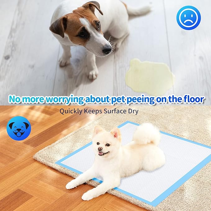 Upgrade Leak-Proof Pet Training and Puppy Pads, Jumbo Pee Pads for Dogs with Thicken Polymer Heavy Absorbency, Quick Dry Disposable Pee Pads for Cats Dogs - 100 Counts