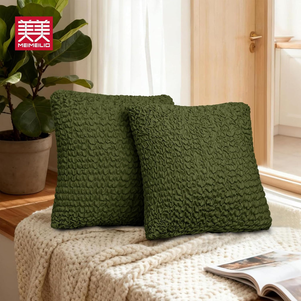 Decorative Throw Pillow Cover Elastic Couch Pillow Covers 18 x 18 & 20 x 20 Inch with Invisible Zipper Cushion Case for Bed Couch Sofa Living Room Home Decor (Pack of 1, Olive)