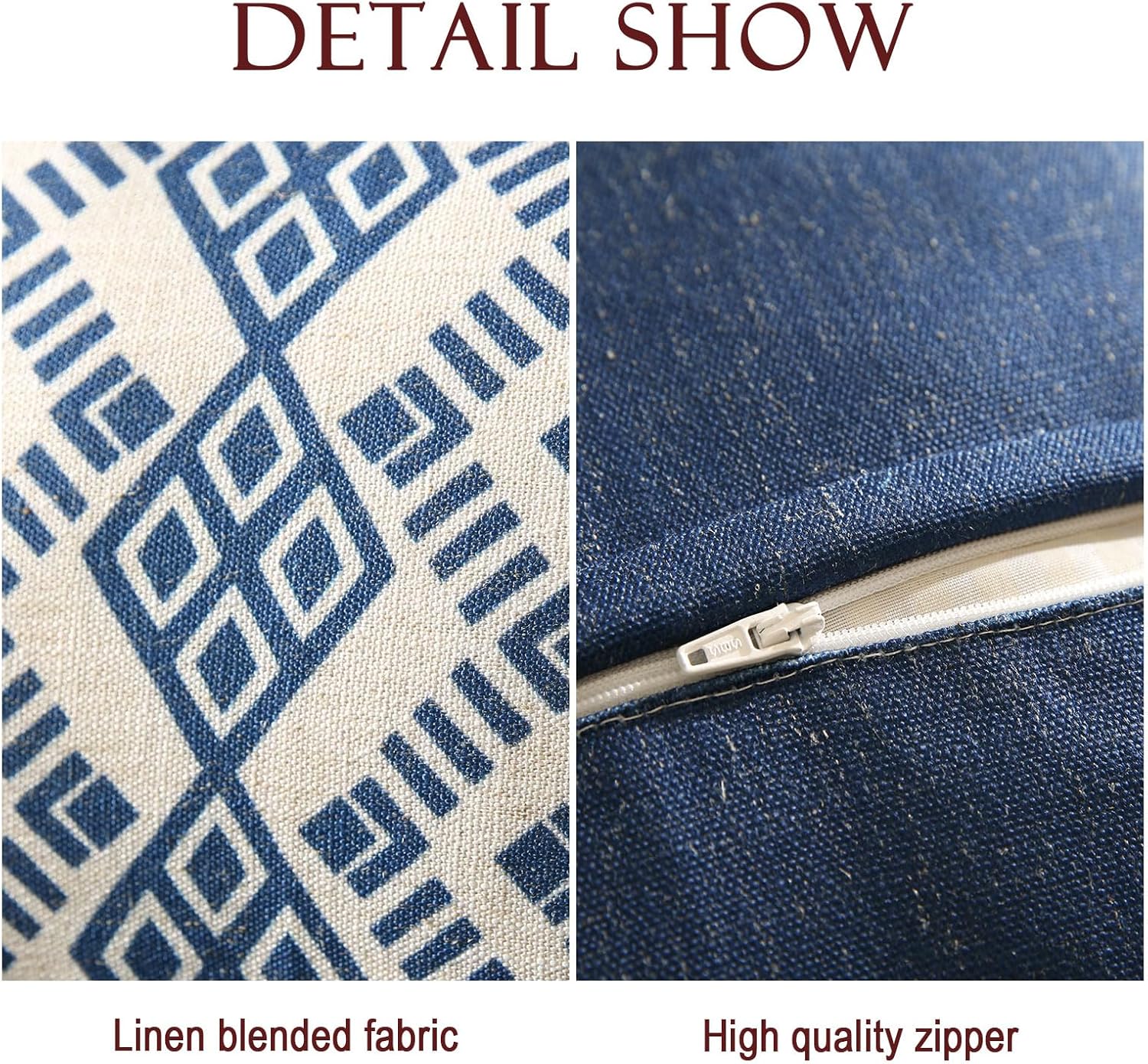 Chinoiserie Throw Pillow Covers,Classic Chinoiserie Blue and White with Striped Pattern Linen Pillowcases,Decorative Lumbar Cushion Covers for Couch Bed Car,12x20 Inches