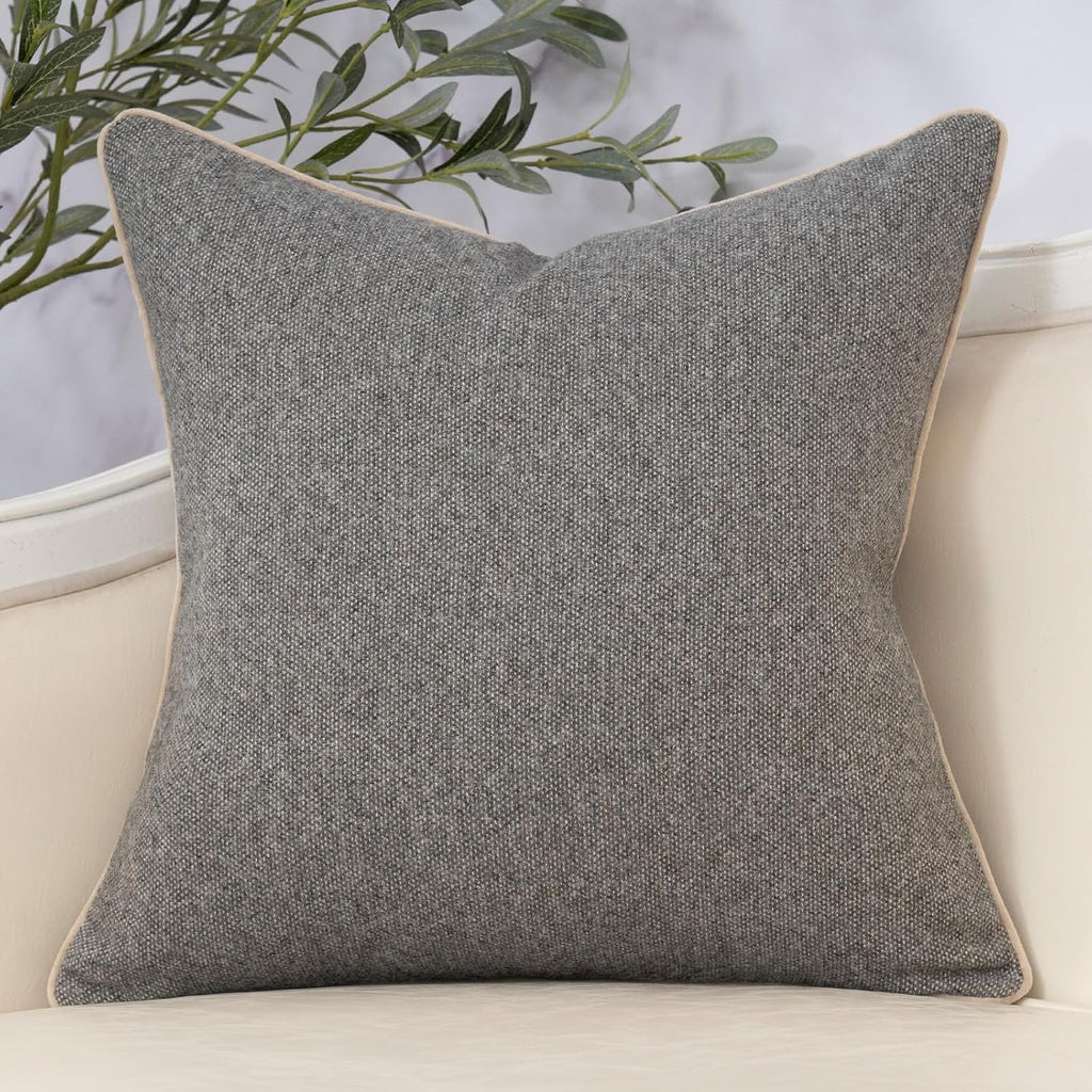 Yangest Neutral Floral Pillow Cover 18 x18 Inches, Vintage Chenille Square Throw Pillow Cover Soft Decorative Farmhouse Accent Couch Pillow Cover for Living Room Bedroom, Grey