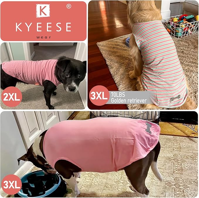 KYEESE 2Pack Dog Shirts Striped T Shirt for Medium Dogs Boy Lightweight Sleeveless Vest Cotton Tank Top Clothes, XX-Large,Purple+Striped