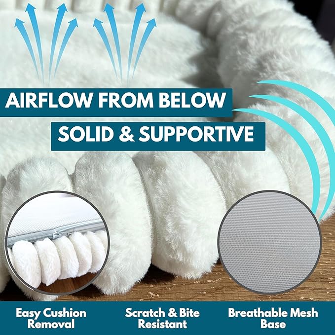 Cat Window Perch — Premium Cat Window Hammock with 4 Large Suction Cups & Soft Bubble Cushion; Strong Rustproof Metal Frame Window Bed Holding 40lbs; Easy Assembly Perch for Indoor Cats; White