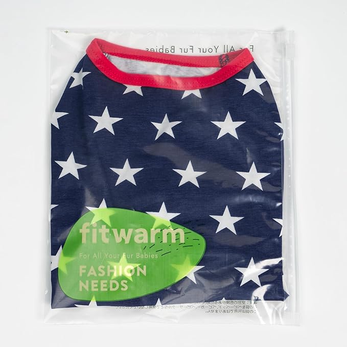 Fitwarm Patriotic Star Dog Shirt for 4th of July, Memorial Day, Independence Day, Holiday Dog Clothes for Small Dogs Boy Girl, Pet Cat Outfit, 100% Breathable Cotton, Red, Navy Blue, White, XXL