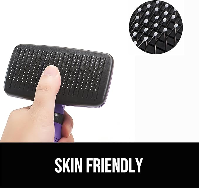 Self Cleaning Slicker Brush for Dogs& Cats, Skin Friendly Grooming Brush for Shedding Long&Short Haired Dogs& Cats, Deshedding Pet Supplies Accessories, Purple