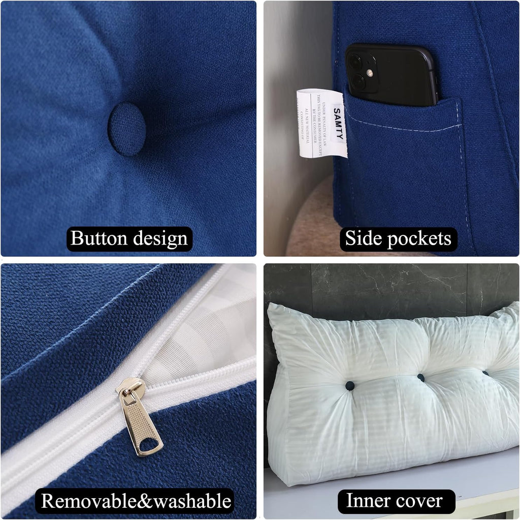 SAMTY Triangular Wedge Pillow headboard California King Size for Couch Large headboard Pillow with Removable Cover Back Rest Pillows for Sitting up in Bed