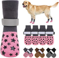 BEAUTYZOO Anti Slip Dog Socks to Prevent Licking Paws, Dog Shoes for Cold Pavement, Grip Socks for Dogs on Hardwood Floors, Dog Booties Alternative, Reflective&Washable Paw Protection for Senior Dogs