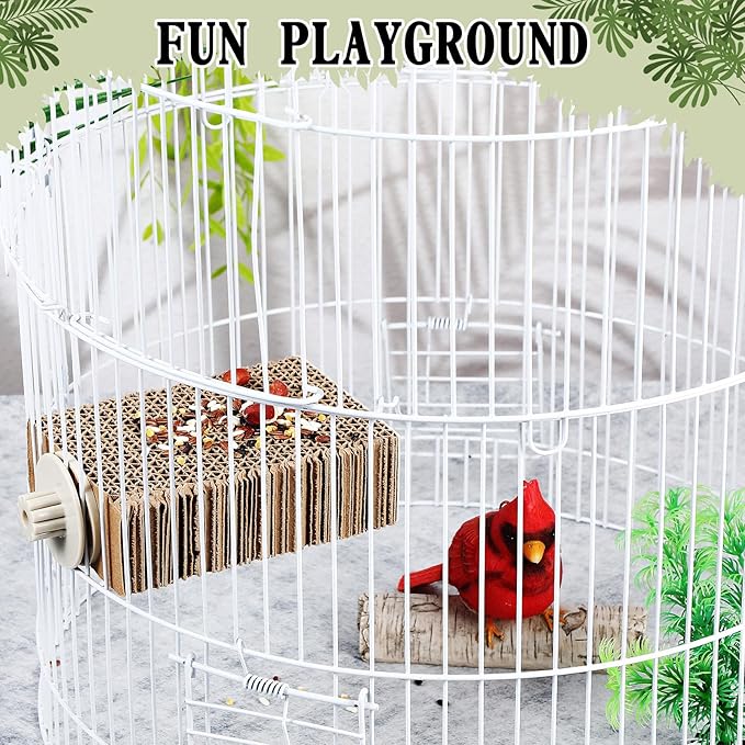 2 Pieces Bird Chew Toy Parrot Cage Perch Cardboard Platform Bird Paw Grinding Stand Parrot Cage Playground for Macaws, Small Parakeets, Conures, Budgies, Finches Conure Cockatiel (Small)