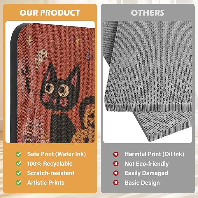 2 Packs Art Cat Wall-Mountable Scratching Board 16.7x11x1 Inch Cat Wall Scratch Pad and Scratcher for Indoor Cats Furniture Protector (Pumpkin)