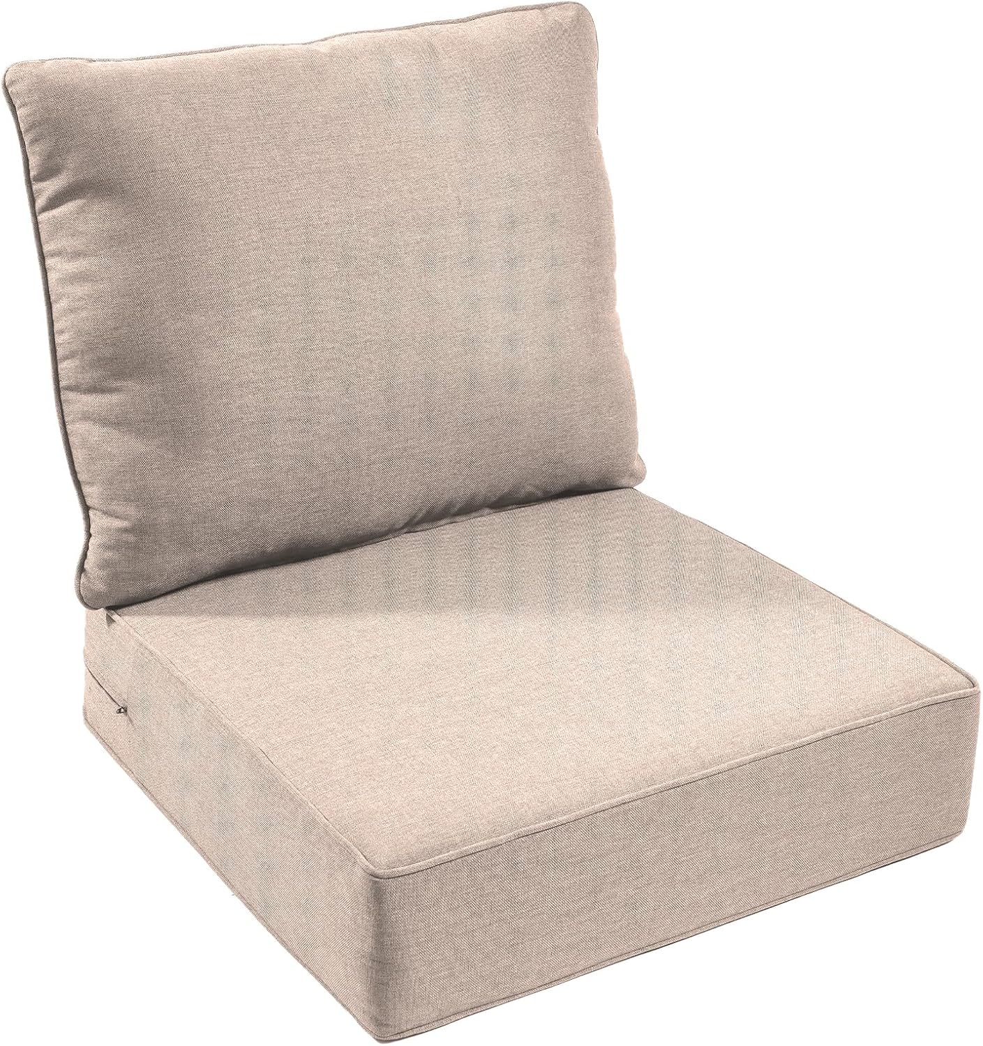 Outdoor Chair Cushion, 6 inch Thick Outdoor Cushions for Patio Furniture, 22x24 Waterproof Patio Chair Cushions, Include 1 Seat Cushion & 1 Back Pillow, Thick/Beige