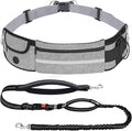Pecute Hands Free Dog Leash with Pouch, Waist Belt Fanny Pack with Soft Padds, Dual Padded Handles and Durable Bungee for Walking, Hiking, Jogging Biking, and Running (Up to 220lbs)