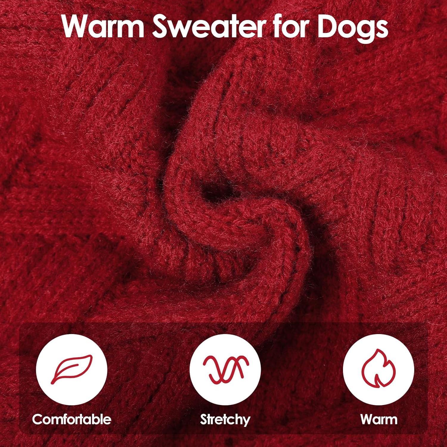 SUNFURA Dog Sweater Large Size Dogs, XL Dog Sweaters for Winter, Extra Large Breeds Girl Boy Pullover, Pet Knitted Knitwear Fall Sweatshirt for Pitbull, Labrador Retriever, Red X-Large