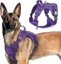 rabbitgoo Tactical Dog Harness for Large Dogs, No Pull Military Service Vest with Handle & Molle, Easy Control for Training Walking, Adjustable Reflective Straps, Purple, XL