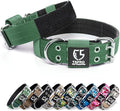 TSPRO Tactical Dog Collar, Adjustable, with Patch & Double Needle Metal Buckle, Heavy Duty for Large to Extra Large Dogs, Durable for Walking, Running, Hiking & Training (Green L-XL)