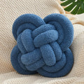 Xiashrk Knot Pillow Ball, 12" Soft Decorative Throw Pillows for Couch Bed, Dark Blue Knotted Plush Throw Pillow Handmade Square Cushion Home Couch Decor Pillows for Living Room