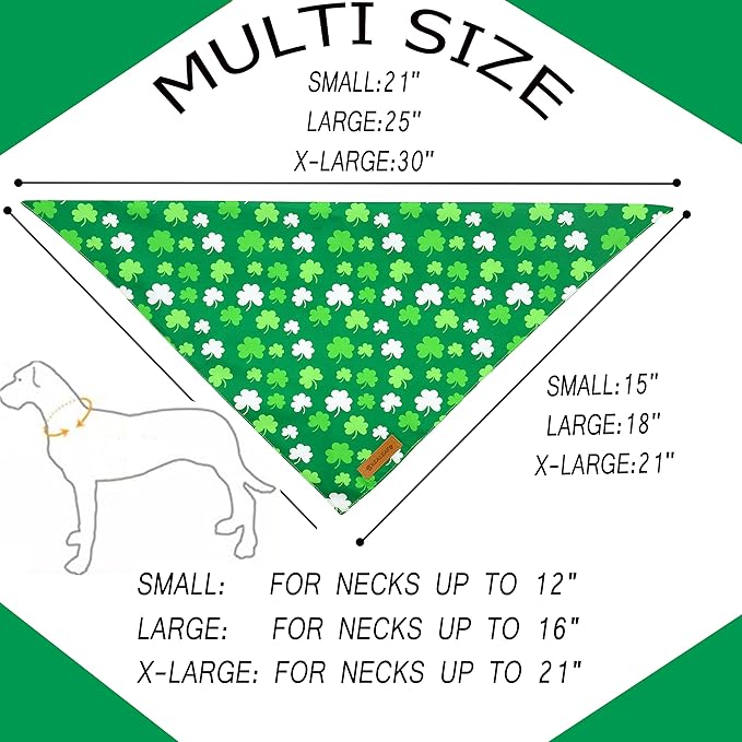 Realeaf St. Patrick's Day Dog Bandanas 2 Pack, Triangle Reversible Pet Scarf for Boys and Girls, Premium Durable Fabric, Holiday Bandana for Large and Extra Large Dogs (X-Large)
