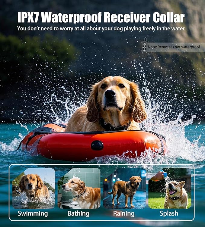 Shock Collar for Dogs with Remote 3600Ft - Training Collar for Barking Control, 4 Modes(Beep/Vibe/Static), IPX7 Waterproof for Swimming, 30-Day Rechargeable Battery, Adjustable for Small to XL Dogs