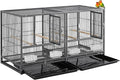 Combo Stacker Center Divided Breeder Breeding Bird Flight Double Rolling Cage for Aviaries Canaries Cockatiels Lovebirds Finches Budgies Small Parrots (BlackVein, One Stacker Without Stand)