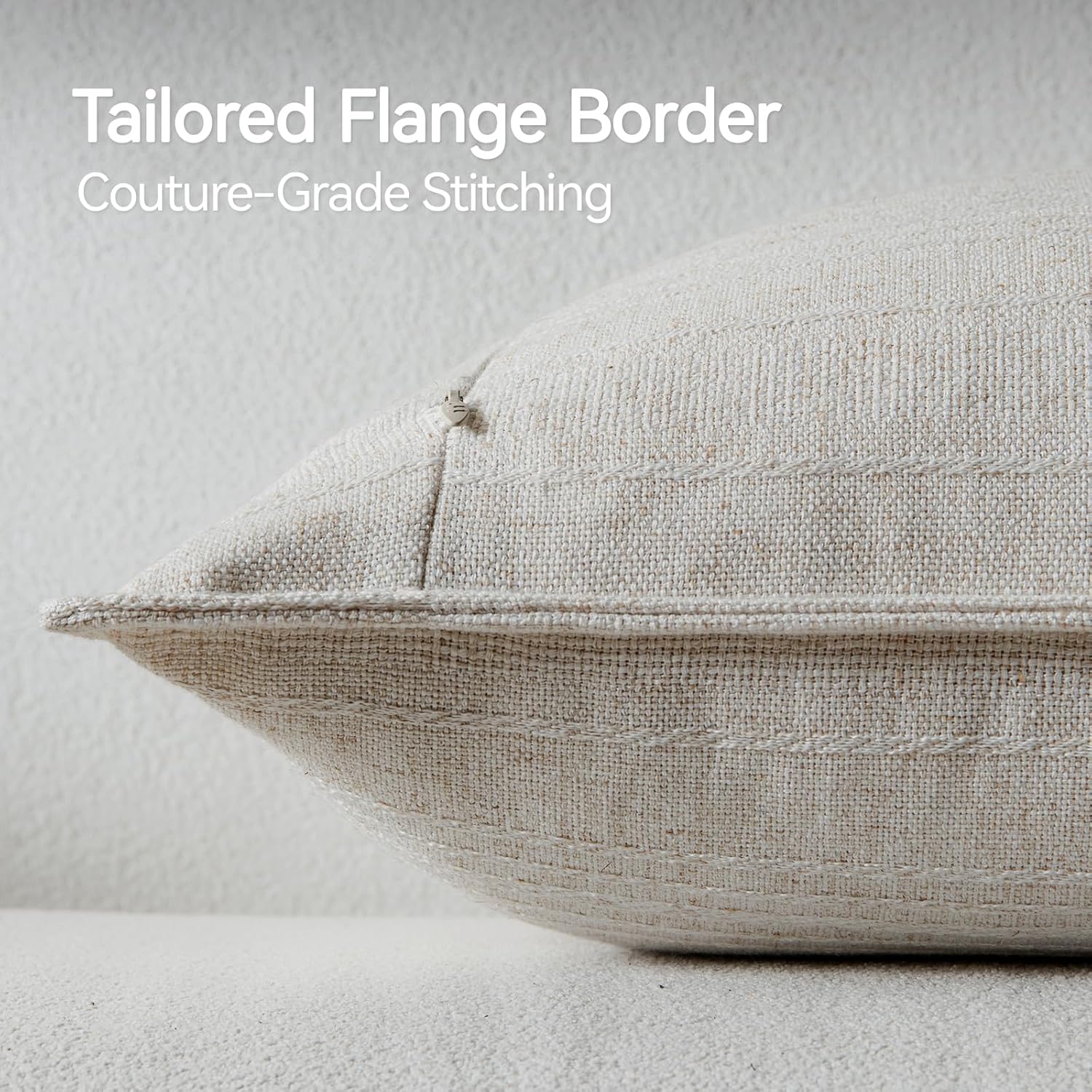 a moment Linen Pillow Covers Set of 2,Boho Farmhouse Throw Pillowcases Neutral Textured Decorative Covers for Couch Sofa Bed,Soft Linen Blend Accent Case Cushion Christmas Home Decor 20"x12"Ivory