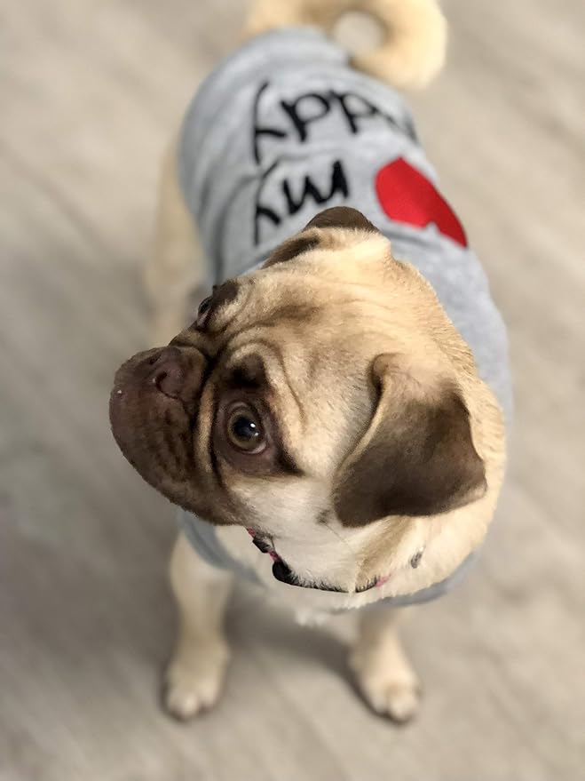 Parisian Pet Unisex Dog T-Shirt - Embroidered 'I Love My Daddy' Fathers Day Dog Tee Shirts - Breathable, Sleeveless Pet Clothes - Shirts for Small Dogs - XS