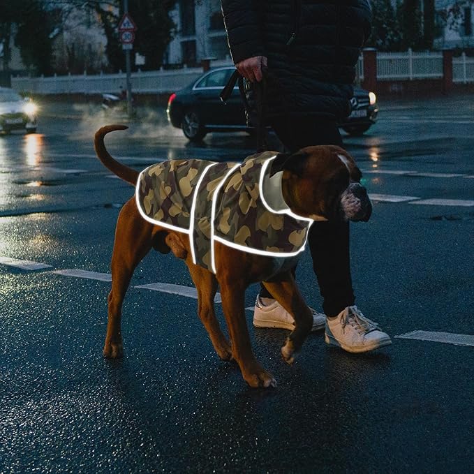 Dog Raincoat for Small Dogs Puppies Waterproof Hooded Rain Jacket with Reflective Strips Leash Hole & Poncho Adjustable Fit (CamoDuck,S)