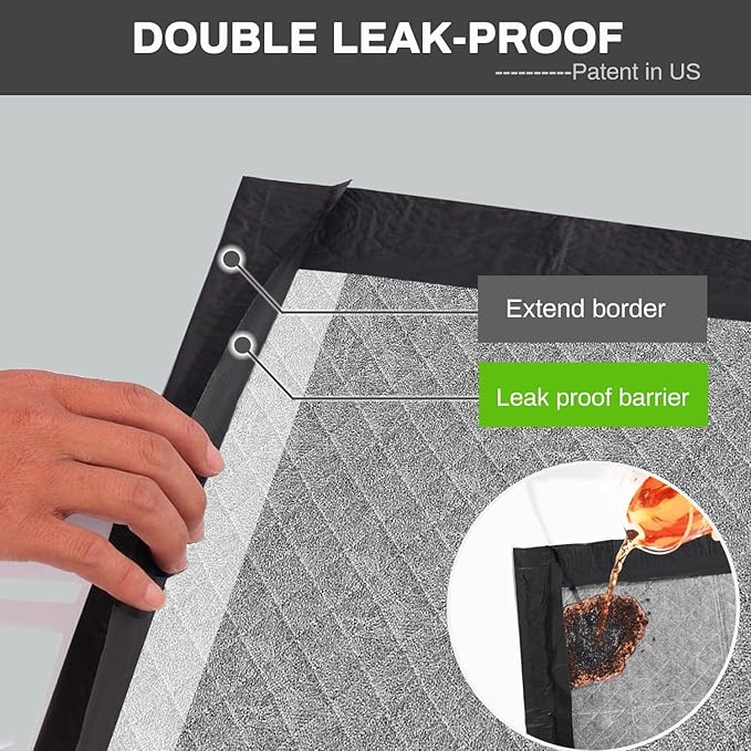 Charcoal Puppy Pads 28x34 Inches Extra Large Dog Pee Pads Odor-Control & Leak-Proof Disposable Pet Training Black New Edge-Wrapping Thicken Potty Pad for Dogs, Cats, Rabbits (100 Pieces)