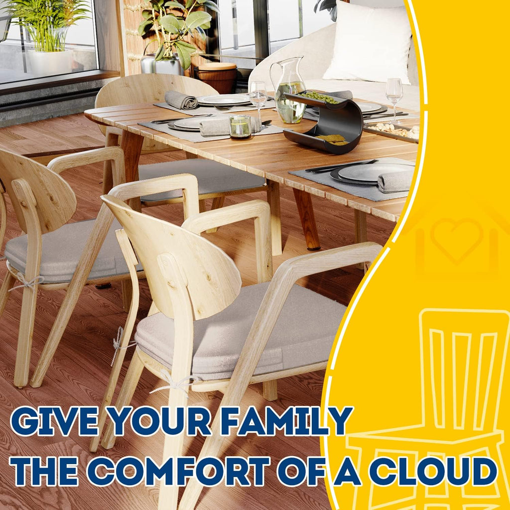 AAAAAcessories D-Shaped Chair Cushions, 2" Thick Dining Chair Pads with Ties and Removable, Machine-Washable Cover, 17" x 16", Oatmeal Beige