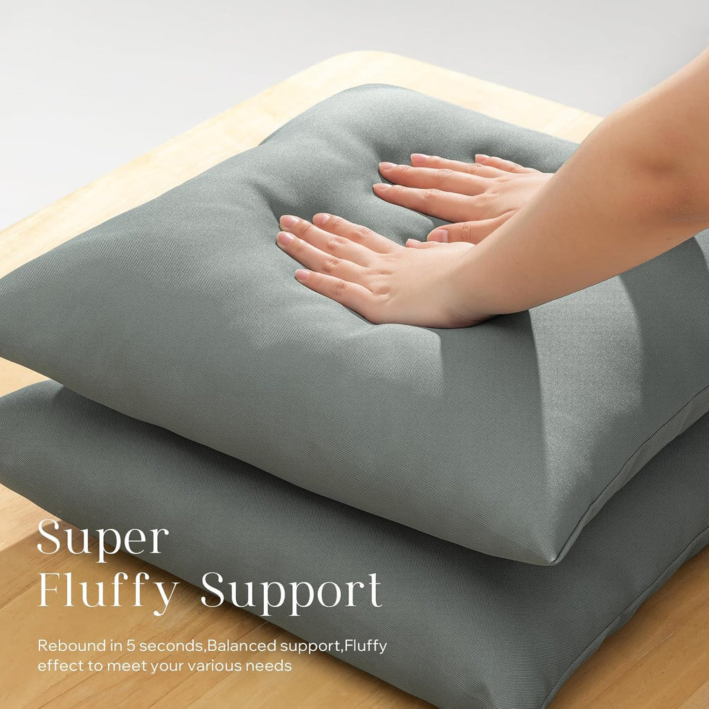 Phantoscope Pack of 2 Premium Dual Usage Outdoor Pillow Inserts, Waterproof Throw Pillows No Cover Needed, Colorful Decorative Couch Sham Cushion Stuffer Patio Couch Tent, Gray 20 x 20 Inches